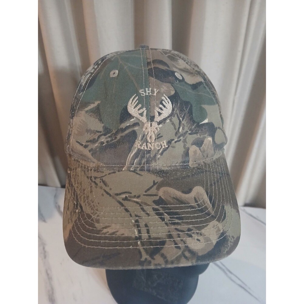 Vintage Sky Ranch Camo Trucker Hat Camouflage Hunting Snapback Cap Men OSFA